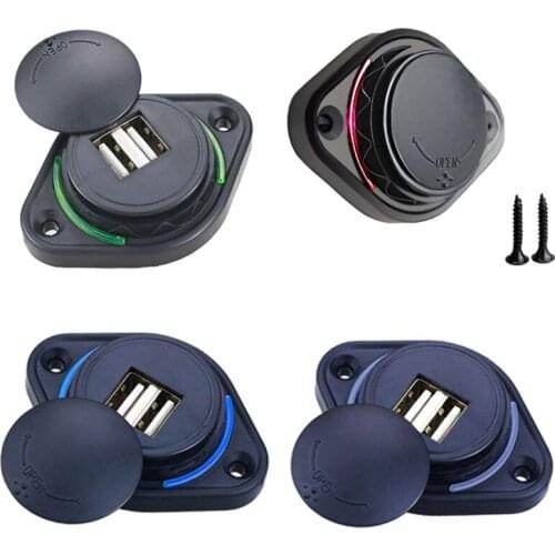 Slide Lid Car Dual Usb Port Charger Power Socket Outlet 3.1A 12-24V Universal For Auto Bus Boats Charging Adapter Accessories