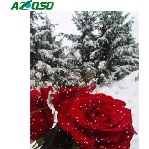 AZQSD Color By Numbers Flower HandPainted Oil Painting By Numbers Red Black Drawing Canvas Unframed Home Decor Diy