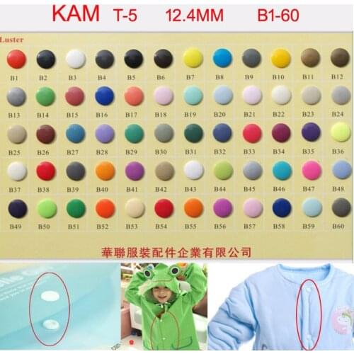 Free Shipping 6000 sets Original T-5 Size 20 Kam Diaper Plastic Snaps Button Snap fasterner 1000 sets/color 60 colors