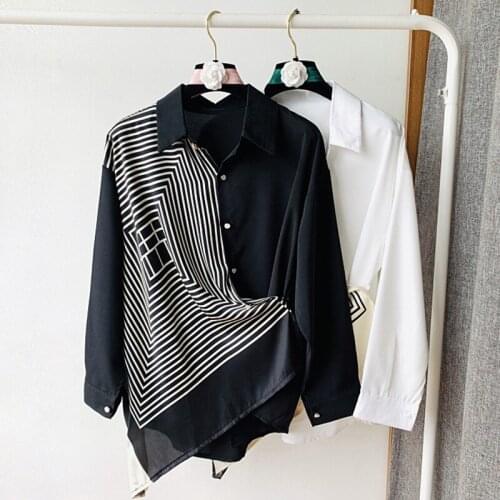 White Black Loose Oversized Blouses Spring Autumn Women Shirts Female Loose BF Korean Style Blusas Tops