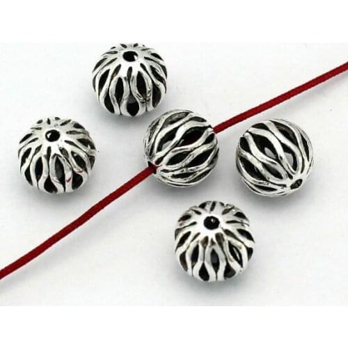 10pcs/lot Tibetan Silver spacer Empty ball Loose Bead Spacer Beads Connectors for DIY Jewelry Making bracelet fg4ds