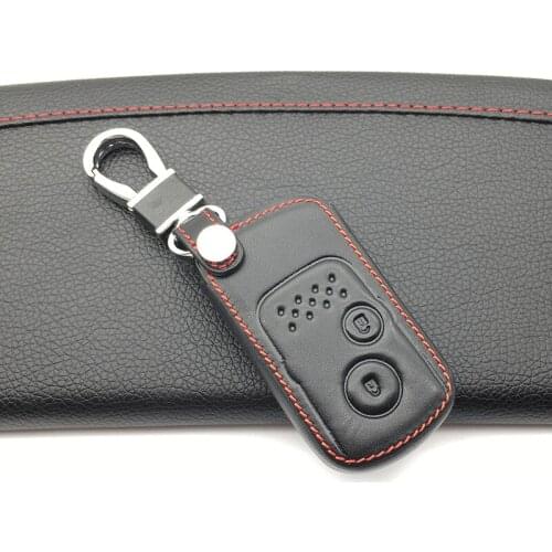 100% Top Layer Leather Car Key Case Cover For Honda Accord CIVIC CRV Fit 2006-2015 2 Buttons Remote Keyleass Protector Shell