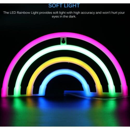 Colorful Rainbow Light Neon Sign LED Rainbow Night Lamp for Dorm Outdoor Decor Neon Lamp Wall Decor Christmas Neon Bulb LED Tube