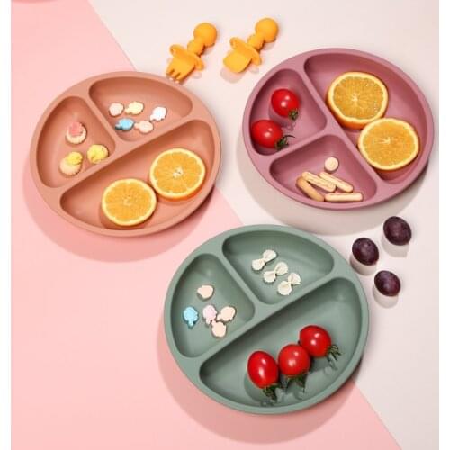 Baby Silicone Feeding Dinner Plate Bowl Childrens Soft Tableware Silicone Waterproof Silicone Feeding Set Dishes Kitchenware