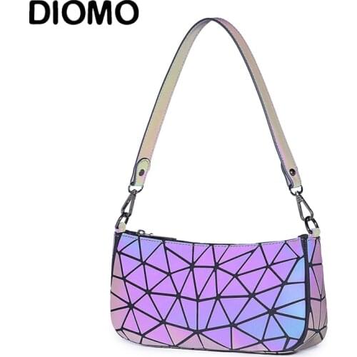DIOMO 2021 Baguette Bag Small Shoulder Bag for Women Geometric Luminous Purses and Handbags High Quality Luxury Hand Bag