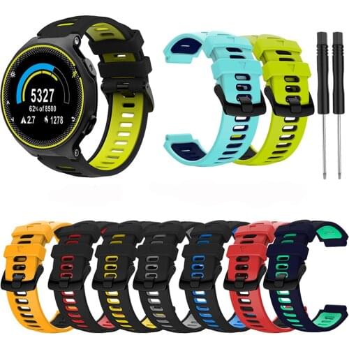 Two-colors Silicone Watch Band Steel Buckle Wristwatch Strap for Garmin Forerunner735xt 220 230 235 620 630 Approach S20/S5/S6