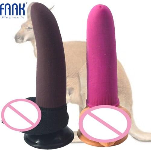 FAAK 2018 Newest Silicone Animal Dildo Kangaroo Penis Deer Dick Pink Brown Suction Cock Sex Toys for Women Adult Sex Products