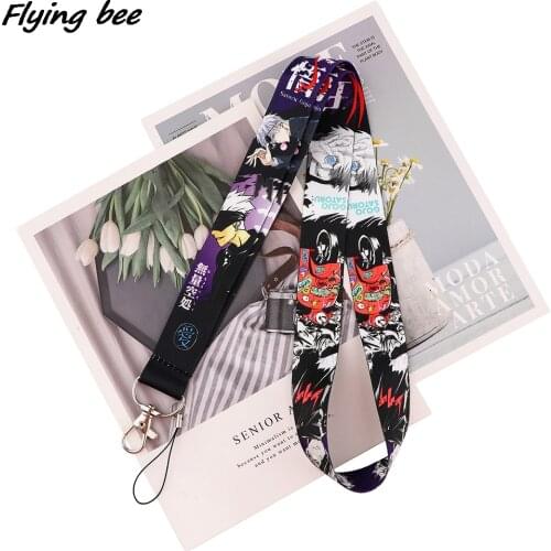 Flyingbee Anime Boy Cool Cartoon Icons Style Anime Lovers Key Chain Lanyard Neck Strap For USB Badge Holder DIY Hang Rope X1708