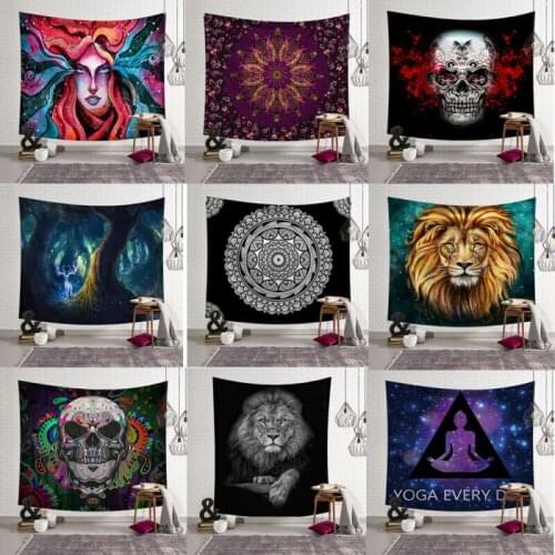 Mandala Skull Tapestry Wall Hanging Moon Phase Change Tapestries Bedroom Decor