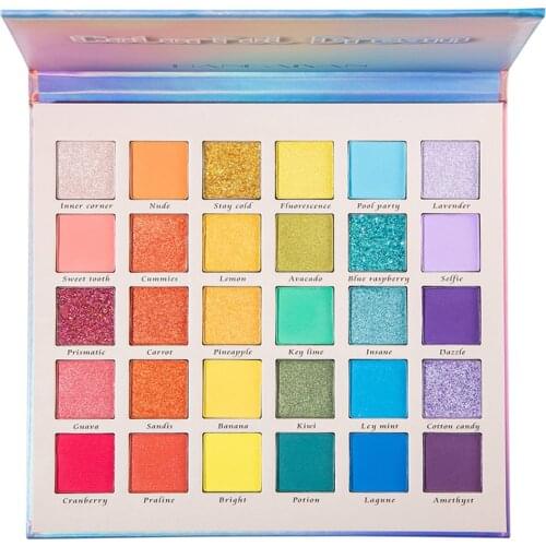HANDAIYAN 30 Colors Eyeshadow Pallete Shimmer Matellic Neon Makeup Palette Glitter Matte Shades Nude Blendable Pigment Powder