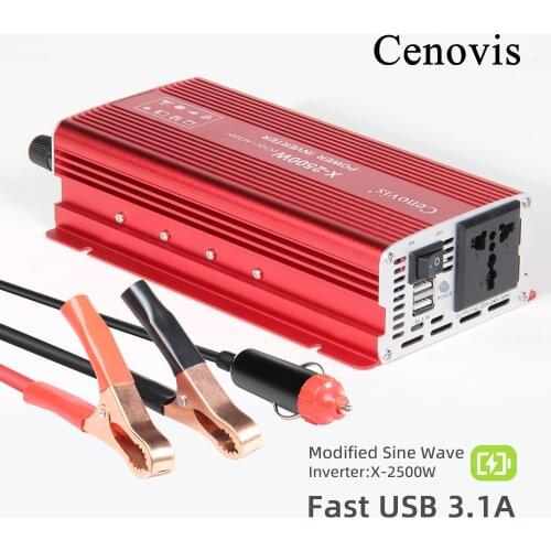 Inverter 12V / 24V 120V 220V Power Inverter 2500 Watts Automotive Modified Sine Wave Car converter Charger Transformer 50Hz