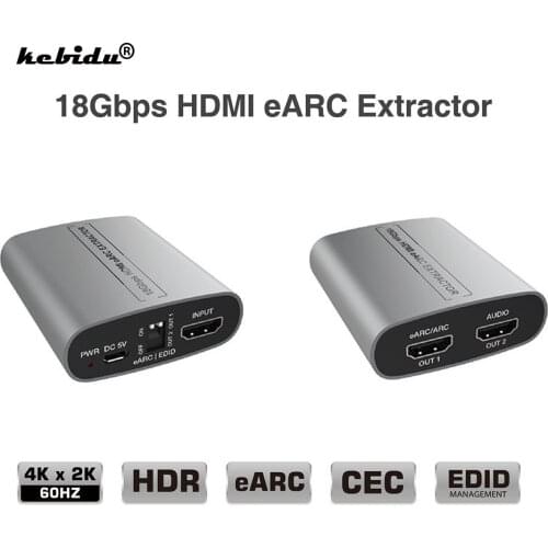Kebidu 18Gbps 2K/4K/60Hz HDMI-compatible Splitters Adapter Audio Extractor ARC eARC loop For Amplifier Soundbar Speaker Dropship