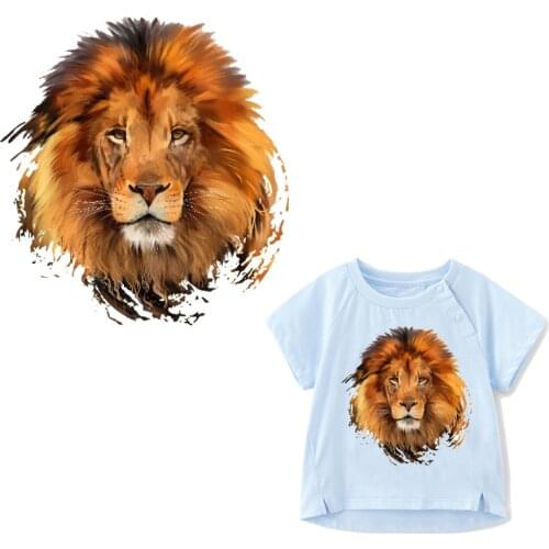 Cool Lion Patch Heat Transfer Vinyl Stickers on Clothes Applique Iron on Animal Patches for Clothing DIY T-shirt Thermal Press