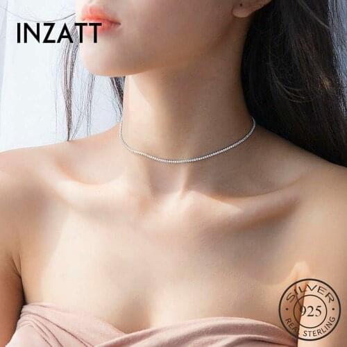 INZATT Real 925 Sterling Silver Zircon Pendant Choker Necklace For Fashion Women Minimalist Fine Jewelry Bohemia Accessories