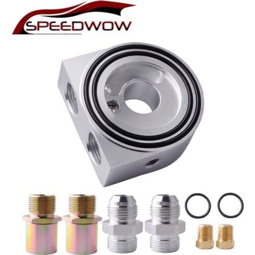 SPEEDWOW AN10 Oil Cooler Filter Sandwich Plate Thermostat Adaptor 3/4" 16-UNF Oil Fittings Engine Racing Oil Cooler Kit