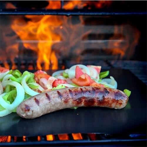 Reusable Non-stick BBQ Grill Mat 0.2mm Thick PTFE Barbecue Grill Mats Cooking And Baking And Microwave Oven Grill Sheet 1pcs