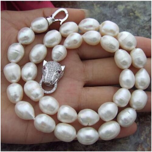 Fashion 11-13mm Natural White Baroque Pearl Necklace 18"