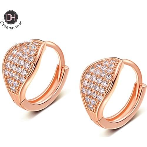 Dreamhonor Fashion 925 Sterling Silver Rose Gold Color Zirconia Clip Earrings Jewelry For Women Gift Accessory