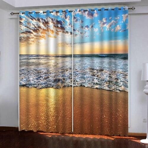 Sea scenery at sunset Curtains custom Living room Bedroom Curtain photo Window Drapes 3D blackout Curtains