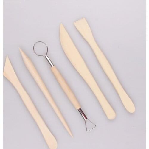 Art Supplies Clay Sculpture 5-piece Set Wooden Pottery Knife Soft Pottery Sculpture Knife Pottery Clay Clay Sculpture Tool