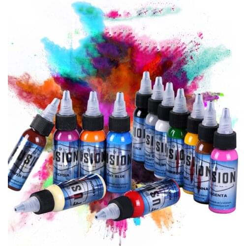 Fusion 16 Color Set Professional Tattoo Ink Body Art Tattoo Paint Set Permanent Makeup Tatoo Color Eyebrow Pigment Kit Supply