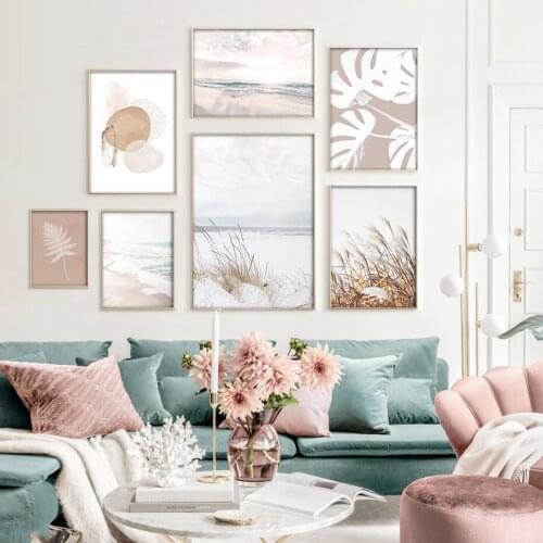 Wall Art Canvas Painting Bohemia Landscape Prints And Posters Sea Botanica Leaf Pink Modern Picture Gift Kids Bedroom Home Decor