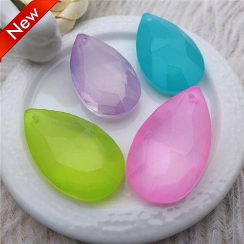 New 38mm water drop pendant diy crystal charms for jewelry making glass beads pear necklace for women free shipping 12 pcs