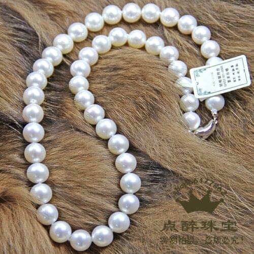 Genuine AAAA really natural 9-10MM freshwater pearl necklace 18INCH glossy send mother female FREE shipping