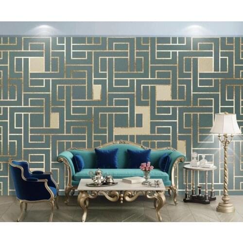Custom 3D mural wallpaper abstract line geometry Nordic golden TV background wall decoration painting