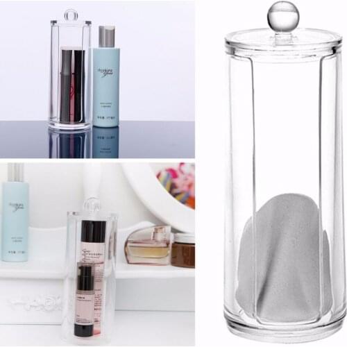 1pcs Transparent Round Container Storage Case For Make Up Cotton/Pad Box Nail Art Remover Paper Wip 17x6.8cm Storage Boxes Bins