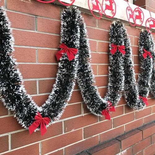 Christmas Wreath with Bow High Ribbon Garland for Christmas Tree Decoration Outdoor Garland Hanging Door Winter Party Supplies
