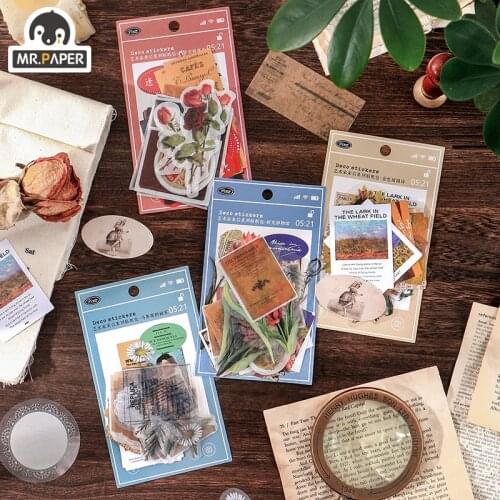 Mr.paper Artist Letter Series Stickers and Paper PET Sticker Pack Creative Handbook Decoration Collage DIY Material Sticker