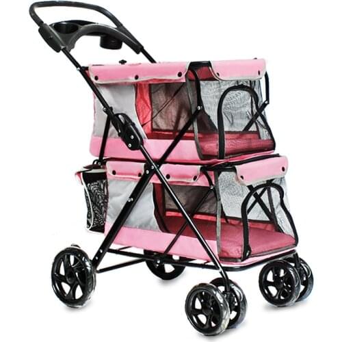 Pet twin big dog cat big 20kg can use folding Pet Rover Premium Dog Stroller Travel Carriage With Convertible Compartment