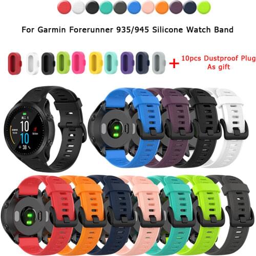 Sports Silicone WatchBand For Garmin Forerunner 945 935 Bracelet Strap For Garmin Fenix 5 Plus Wristbands Dustproof Plug Cover