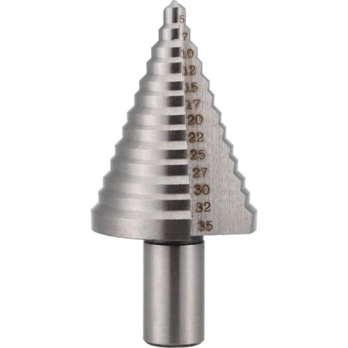 Grooved Step Cone Drill Bit 13 Steps HSS Spiral Grooved Cone Step Drill Bits Woodworking Wood Metal Hole Drilling Cutter Tools
