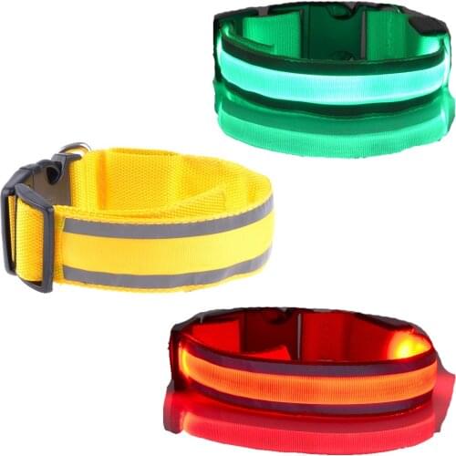LED Pet Dog Collar Night Safety Flashing Glow In The Dark Dogs Leash Neck Band Luminous Fluorescent Collars Pets Supplies