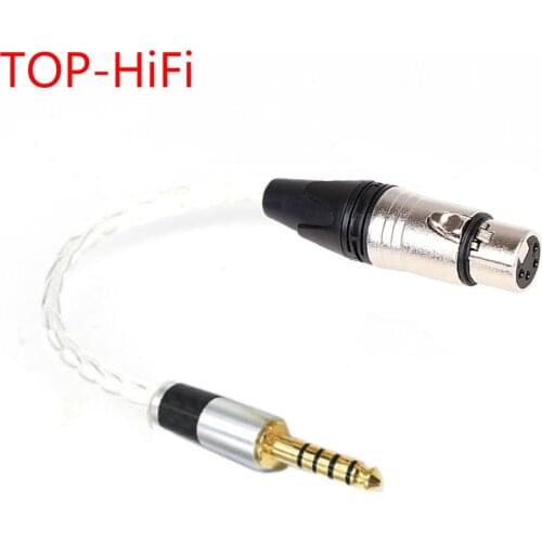 TOP-HiFi 7n-OCC Single-Crystal Sivler 4.4mm Balanced Male to 4pin XLR Balanced Female Audio Adapter Connector Cable 10cm