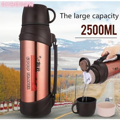 304 Stainless Steel Outdoor Large Capacity Thermos Kettle 1200ML 1500ML 2L Car Outdoor Travel Cup Thermos Bottle Portable 2.5L