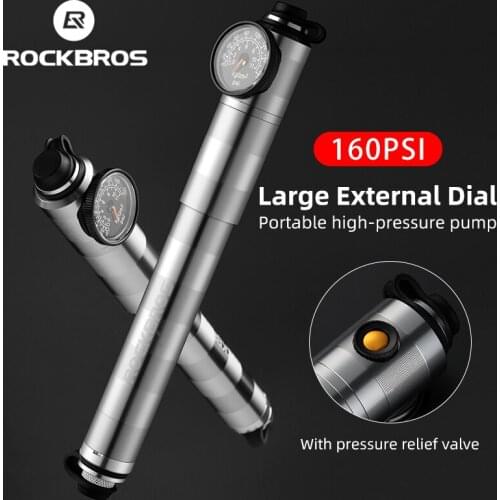 ROCKBROS Bike Pump High Pressure Aluminium Alloy CNC Dustproof Barometer AV/FV Ultralight Portable Inflater Bicycle Accessories