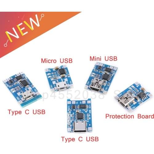 5Pcs Mini Micro Type-c USB 5V 1A 18650 TP4056 Lithium Battery Charger Module Charging Board Protection Dual Functions 1A Li-ion