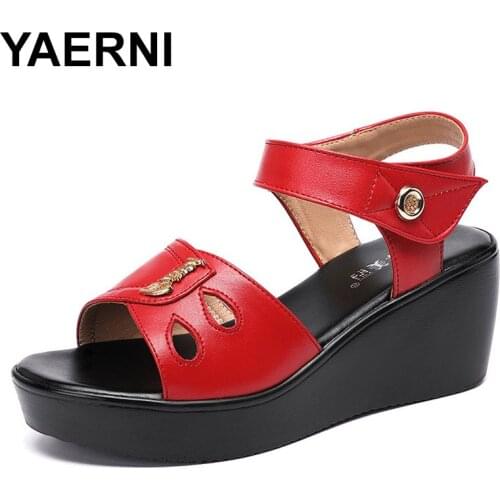 YAERNIBig size 32-43 platform sandals women shoes summer 2020 high heels wedge sandals ladies waterproof beach office sandals