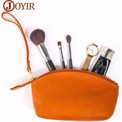 JOYIR Womens Evening Clutch Bag Luxury Genuine Leather Zipper Purse Cometic Bag Fashion Makeup Bag Real Leather Handbag