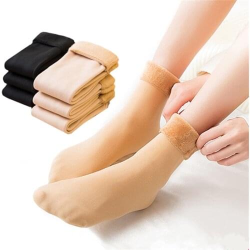 Winter Thicken Womens Velvet Snow Socks Thermal Ladies Cashmere Nylon Seamless Casual Soft Warm Boots Floor Sleeping Socks