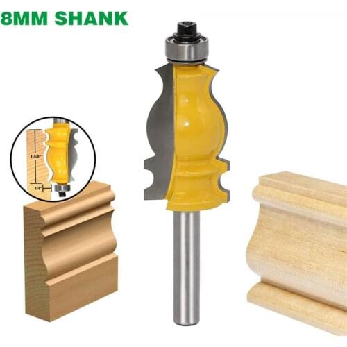 1PC 8mm Shank Architectural Cemented Carbide Molding Router Bit Trimming Wood Milling Cutter for Woodworking Cutter Power Tools