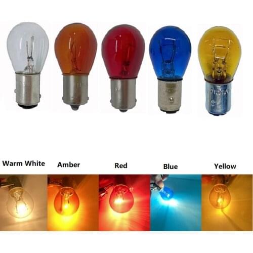 1pcs Car Turn Signal Lights S25 1156 1141 BA15S P21W 1157 Blue Car Halogen Bulb Turn Singal light Reverse Lamp Yellow Bulb DC12V