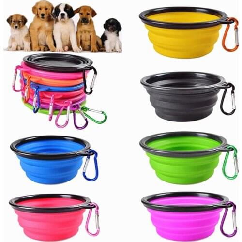 1PC Hot Sale Portable Dog Feeding Bowl Silicone Folding Pet Water Food Container Travel Camping Pet Dog Bowls Pet Accessories