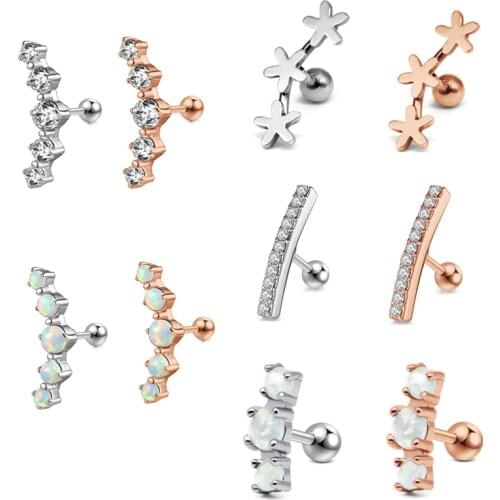 1Pc Cartilage Helix Tragus Earring Steel Bar And Long Cz Earlobe Screw Back Stud Ear Piercing Jewelry