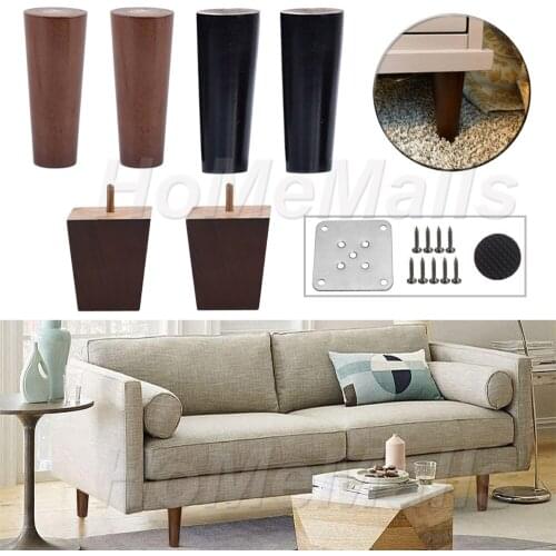 1 Piece of Wooden Furniture Legs Straight and Oblique Square TV Cabinet Sofa Table Cabinet Support Leg with Mounting Accessories