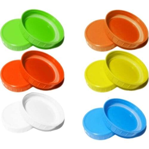 10PCS Colored Plastic Mason Jar Lids Recyclable Storage Caps with Silicone Sealing Rings for Most Regular Mouth and 8 Wide Mouth