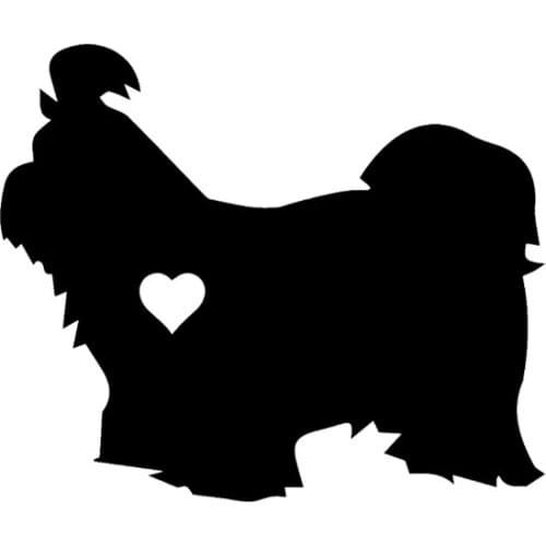 14.5CM*12.2CM Shih Tzu Heart Silhouette Car Sticker Laptop Suitcase Helmet Skateboard Sticker